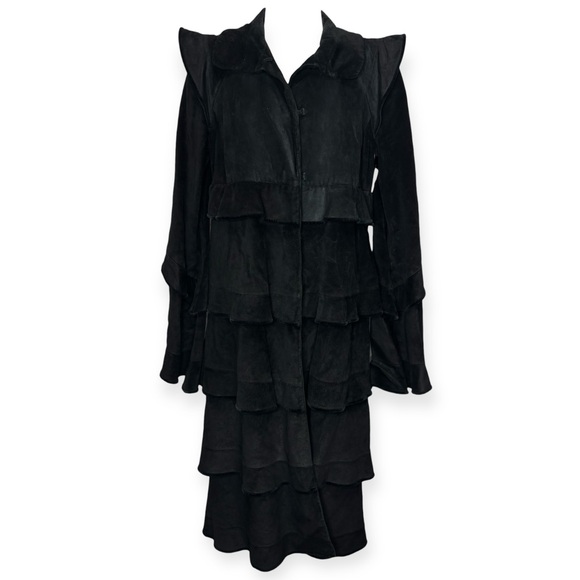 Yves Saint Laurent Jackets & Blazers - Yves Saint Laurent Black Suede Layered Coat